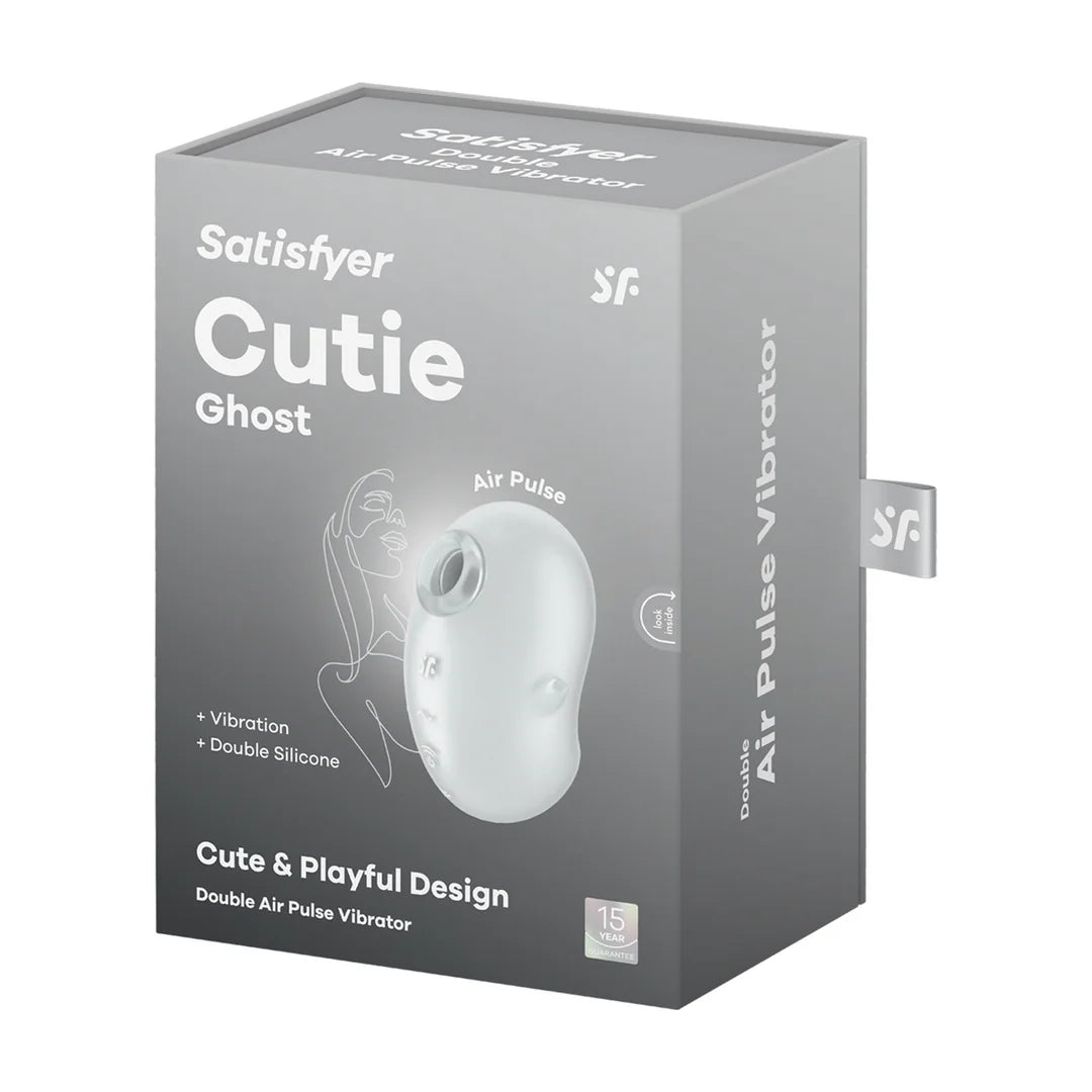 Satisfyer Cutie Ghost Air Pulse Clitoral Vibrator – White – 11 Pressure Waves + 12 Vibrations