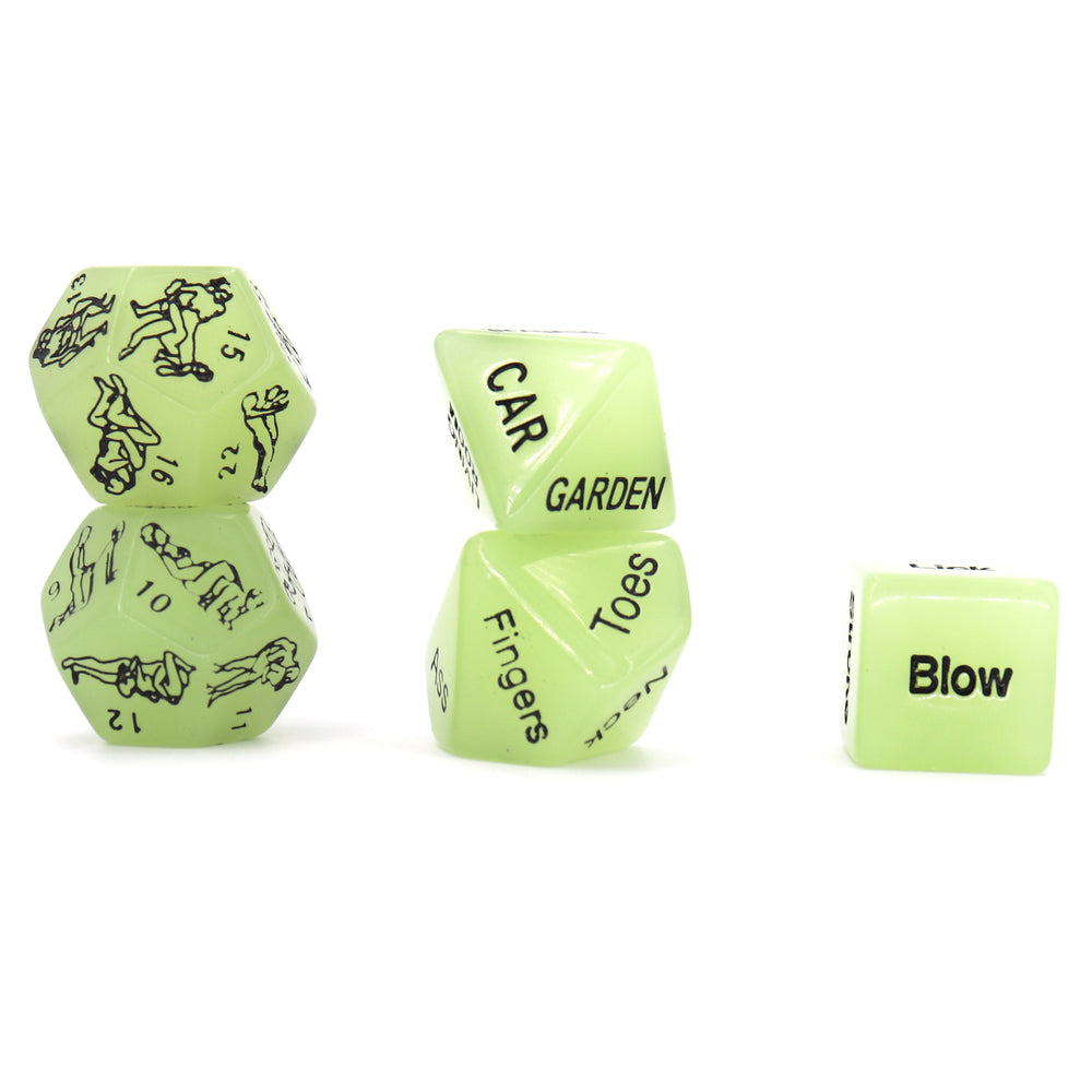 Luminous Dice Set of 5 – Glow-in-the-Dark