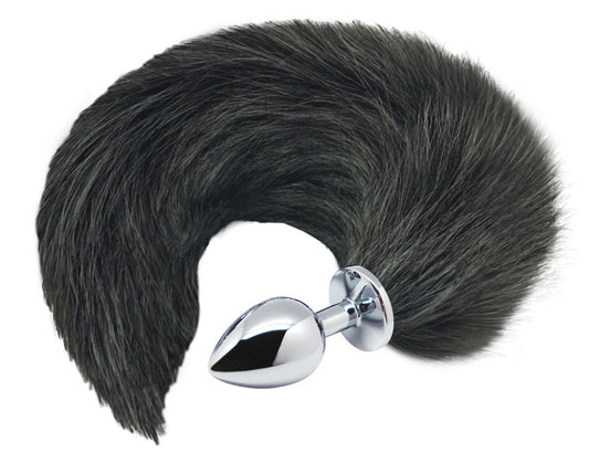 ALIVE Black & White Fox Tail Anal Butt Plug