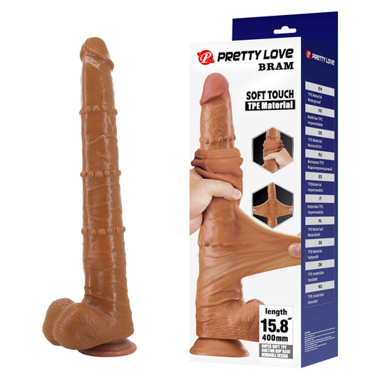 Pretty Love BRAM Studded Sliding Skin Realistic Dildo – 40cm – TPR + Free Lube