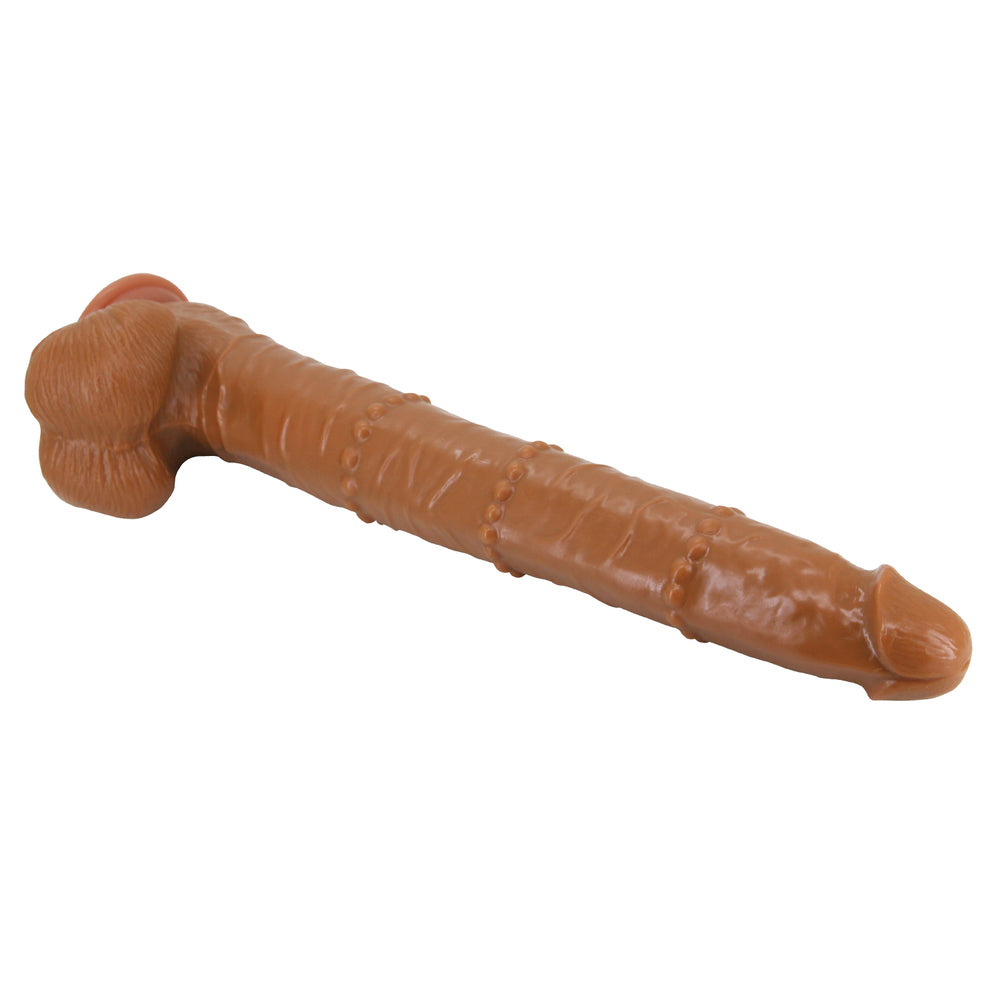 Pretty Love BRAM Studded Sliding Skin Realistic Dildo – 40cm – TPR + Free Lube