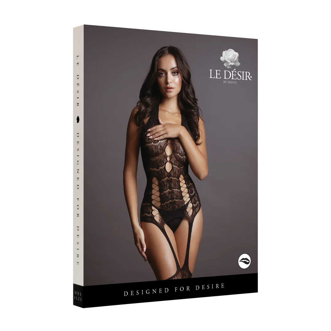 Lace Suspender Bodystocking – One Size – Black