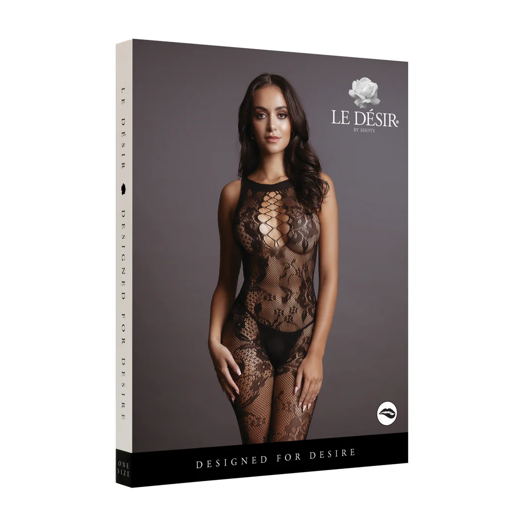 Criss Cross Neck Bodystocking – One Size – Black