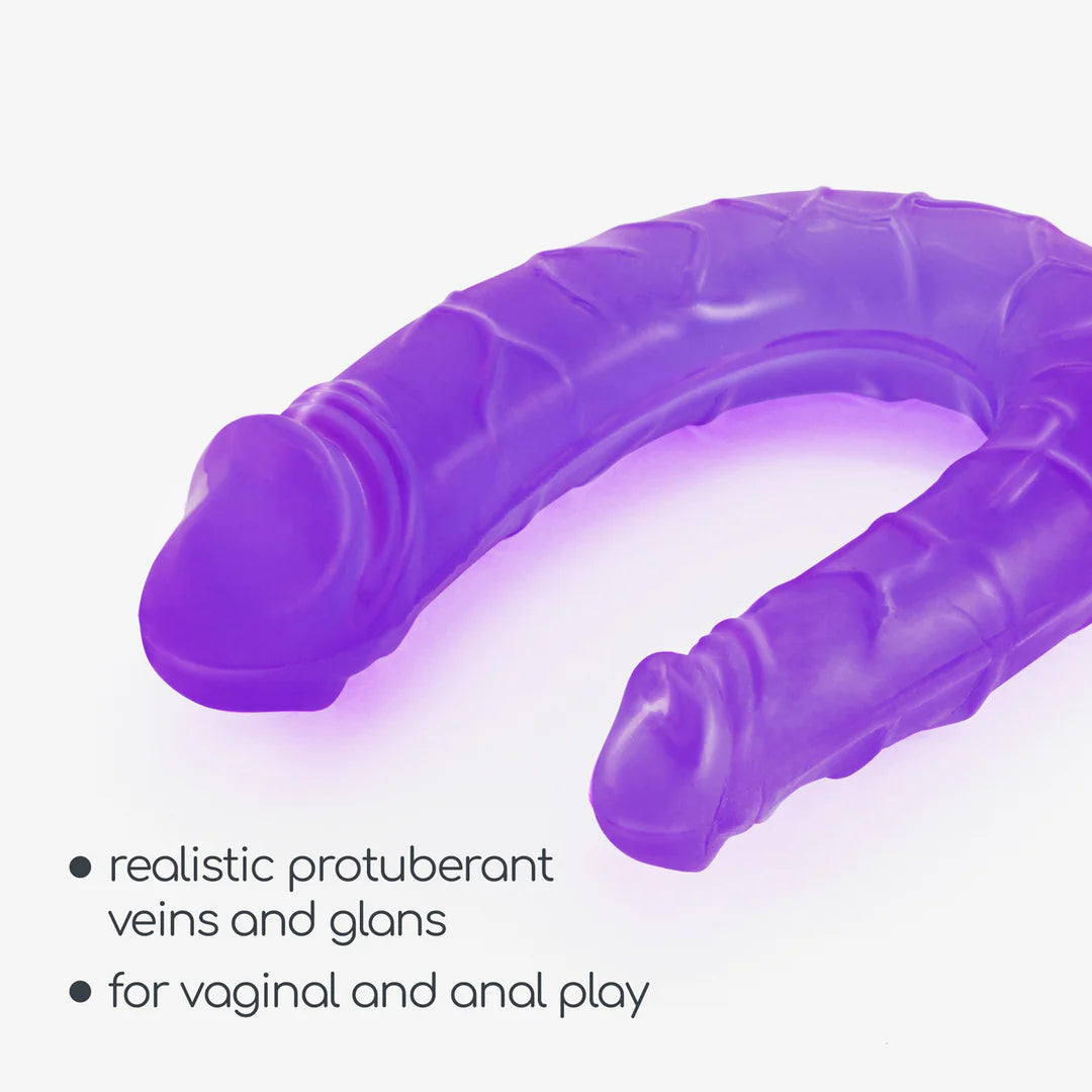Deep Diver Double Dildo with Anal Lubricant - Purple