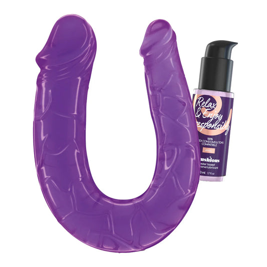 Deep Diver Double Dildo with Anal Lubricant - Purple