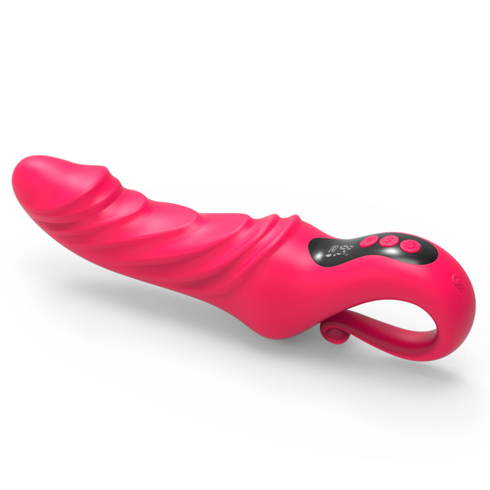 Heating & Vibration Silicone Dildo – 23cm – Red