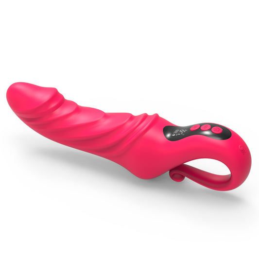 Heating & Vibration Silicone Dildo – 23cm – Red