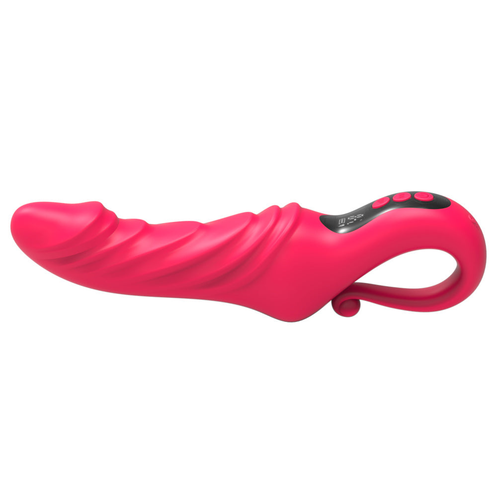Heating & Vibration Silicone Dildo – 23cm – Red