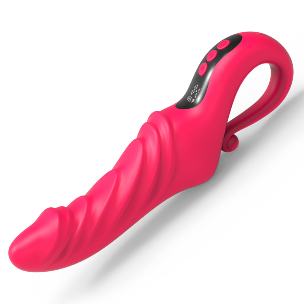 Heating & Vibration Silicone Dildo – 23cm – Red