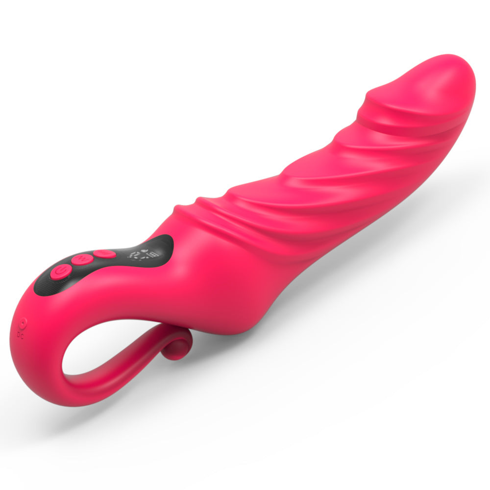 Heating & Vibration Silicone Dildo – 23cm – Red