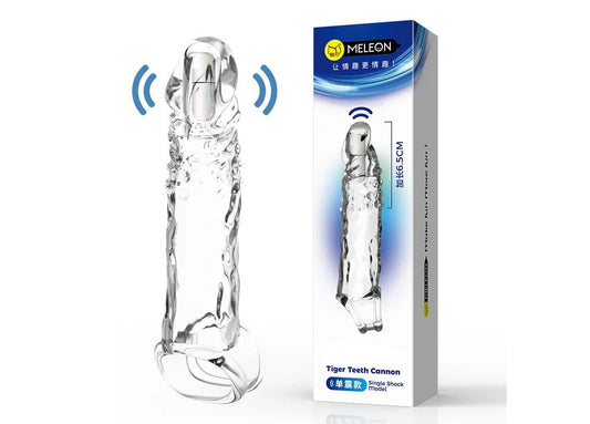 Tiger Teeth Vibrating Cock Sleeve – 18.5cm – Textured – USB Rechargeable