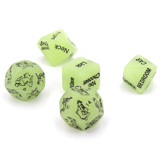 Luminous Dice Set of 5 – Glow-in-the-Dark