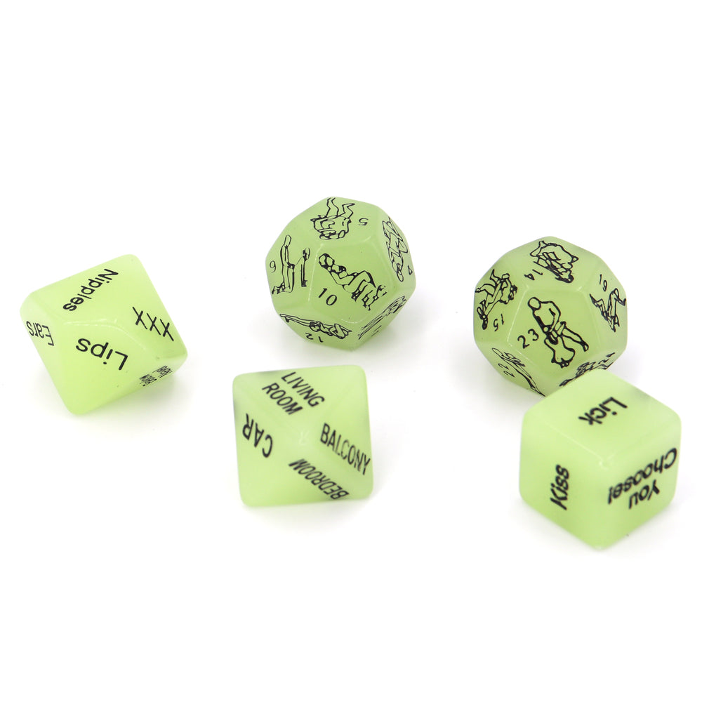 Luminous Dice Set of 5 – Glow-in-the-Dark