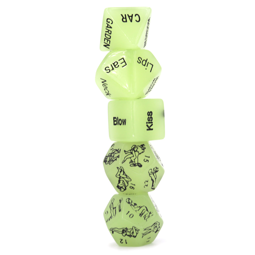 Luminous Dice Set of 5 – Glow-in-the-Dark